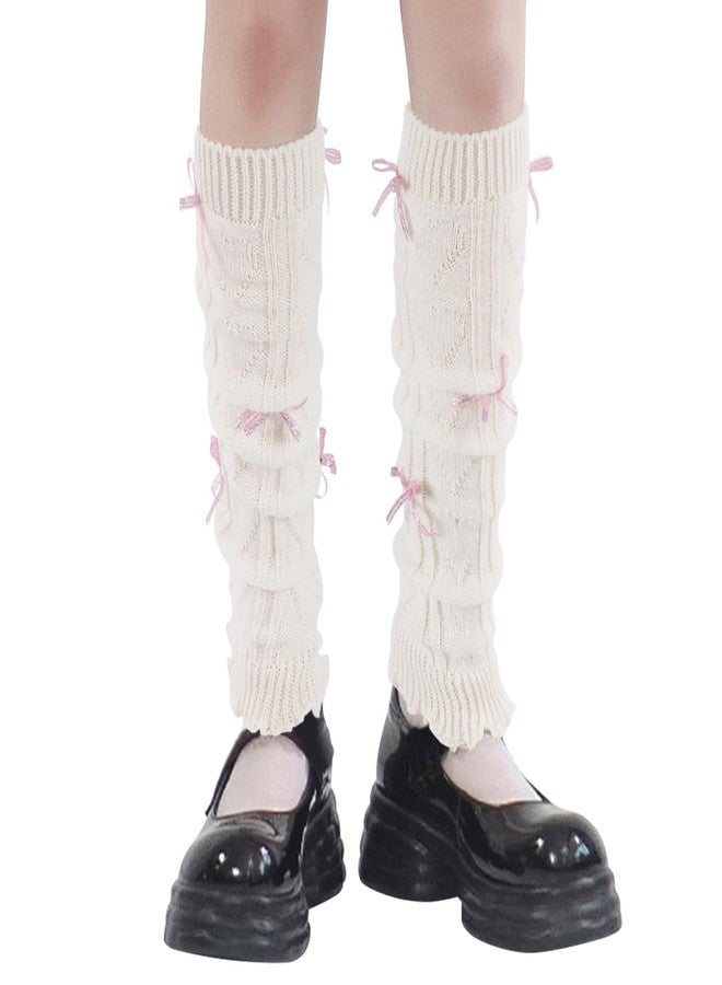Junely Leg Warmers for Women Kawaii Leg Warmer Cute Legwarmers with Bows Cutecore Lolita Harajuku Gyaru Japanese Accessories White - Image 1